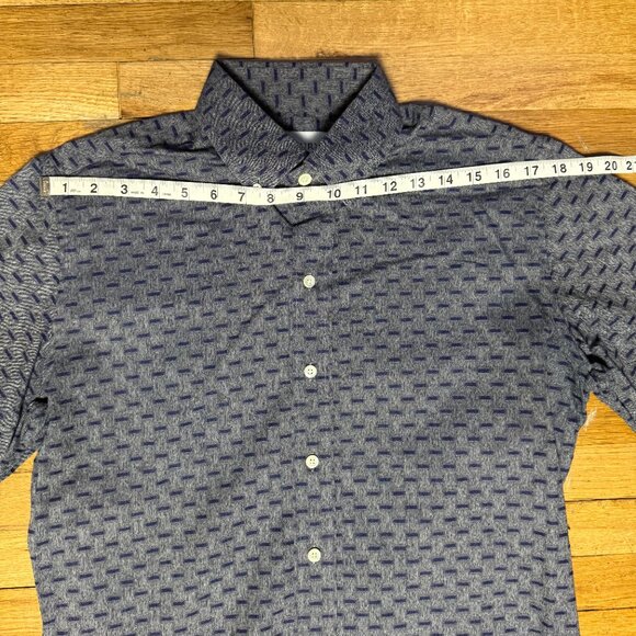Ledbury Mens Grey with Blue Rectangle Pattern Long Sleeve Button Down Size M - Picture 4 of 8